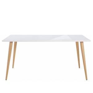 Table Cowley I Métal - Blanc brillant / Imitation chêne