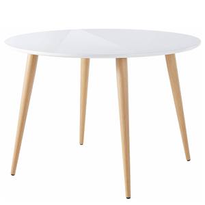 Table Cowley II Métal - Blanc brillant / Imitation chêne