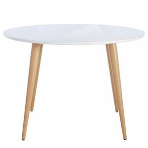 Table Cowley II Métal - Blanc brillant / Imitation chêne