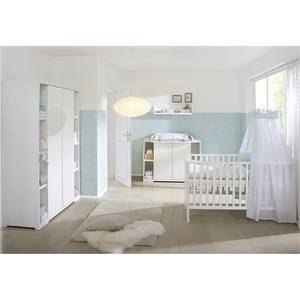 Babyzimmer Maximo (3-tlg.) Weiß - mit 2-trg. Schrank & Seitenregal