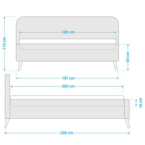 Gestoffeerd bed KARELIA Geweven stof Mavie: Roze - 180 x 200cm - Zonder lattenbodem