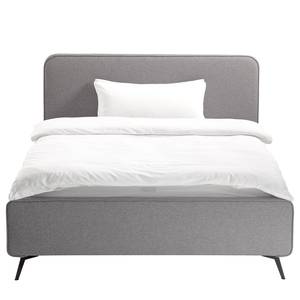 Lit capitonné KARELIA Tissu Mavie: Gris - 160 x 200cm - Sans sommier