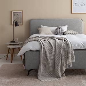 Lit capitonné KARELIA Tissu Mavie: Gris - 160 x 200cm - Sans sommier