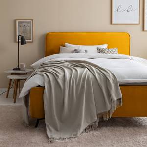 Letto imbottito KARELIA Velluto Ravi: giallo senape - 140 x 200cm - Senza rete a doghe