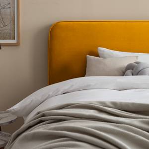 Letto imbottito KARELIA Velluto Ravi: giallo senape - 140 x 200cm - Senza rete a doghe