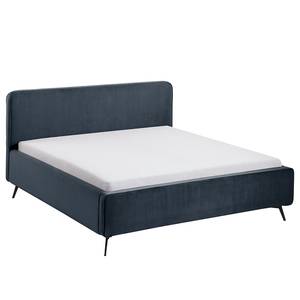 Gestoffeerd bed KARELIA Velours Ravi: Donkerblauw - 200 x 200cm - Zonder lattenbodem