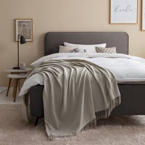 Letto imbottito KARELIA Velluto Ravi: grigio marrone - 140 x 200cm - Senza rete a doghe