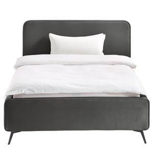 Letto imbottito KARELIA Velluto Ravi: grigio marrone - 140 x 200cm - Senza rete a doghe