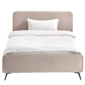 Gestoffeerd bed KARELIA Velours Ravi: Beige	 - 140 x 200cm - Zonder lattenbodem