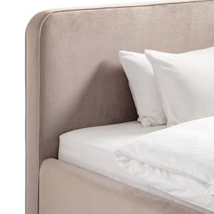 Letto imbottito KARELIA Velluto Ravi: beige - 140 x 200cm - Senza rete a doghe