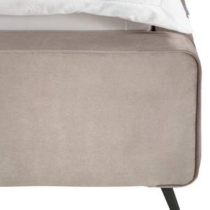 Gestoffeerd bed KARELIA Velours Ravi: Beige	 - 140 x 200cm - Zonder lattenbodem