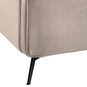 Gestoffeerd bed KARELIA Velours Ravi: Beige	 - 140 x 200cm - Zonder lattenbodem