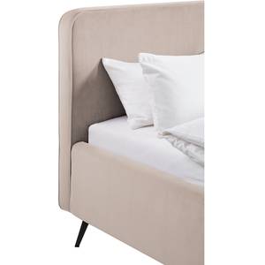 Lit capitonné KARELIA Velours Ravi: Beige	 - 200 x 200cm - Sans sommier