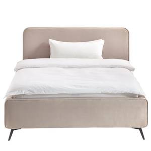 Gestoffeerd bed KARELIA Velours Ravi: Beige	 - 160 x 200cm - Zonder lattenbodem