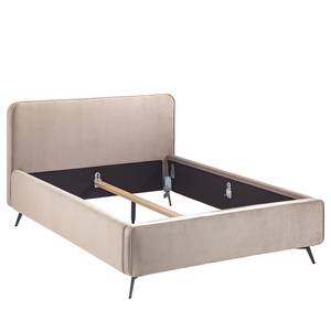 Letto imbottito KARELIA Velluto Ravi: beige - 160 x 200cm - Senza rete a doghe