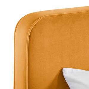 Letto imbottito KARELIA Velluto Ravi: giallo senape - 200 x 200cm - Senza rete a doghe