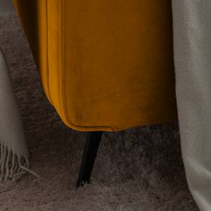 Letto imbottito KARELIA Velluto Ravi: giallo senape - 200 x 200cm - Senza rete a doghe