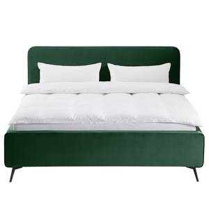 Gestoffeerd bed KARELIA Velours Ravi: Antiek groen - 180 x 200cm - Zonder lattenbodem