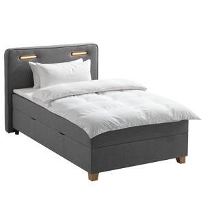 Lit boxspring Woodmore Éclairage inclus - Gris foncé - 120 x 200cm