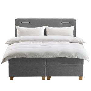 Letto boxspring Woodmore Illuminazione inclusa - Grigio scuro - 140 x 200cm