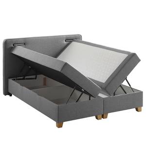 Boxspring Woodmore inclusief verlichting - Donkergrijs - 140 x 200cm