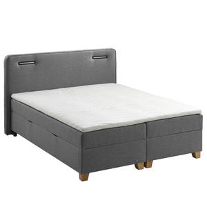 Lit boxspring Woodmore Éclairage inclus - Gris foncé - 140 x 200cm