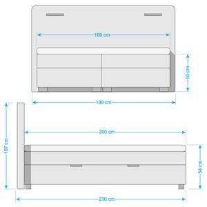 Boxspringbett Woodmore inkl. Beleuchtung - Grau / Taupe - 180 x 200cm