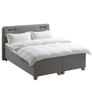 Boxspring Woodmore inclusief verlichting - Grijs/taupe - 140 x 200cm