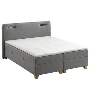 Boxspring Woodmore inclusief verlichting - Grijs/taupe - 140 x 200cm