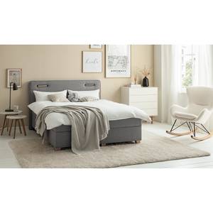 Boxspring Woodmore inclusief verlichting - Grijs/taupe - 140 x 200cm