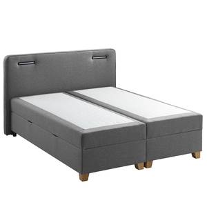 Lit boxspring Woodmore Éclairage inclus - Gris foncé - 180 x 200cm