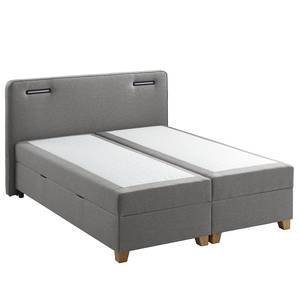Boxspring Woodmore inclusief verlichting - Grijs/taupe - 160 x 200cm