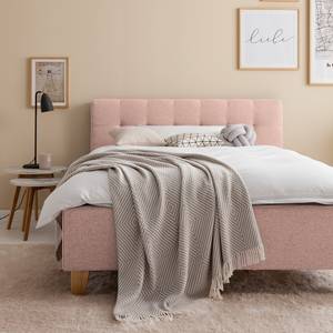 Gestoffeerd bed Woodlake I Geweven stof Mavie: Roze - 160 x 200cm - Zonder opbergruimte