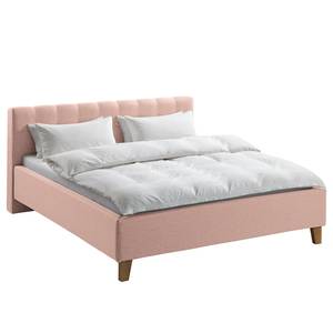 Gestoffeerd bed Woodlake I Geweven stof Mavie: Roze - 200 x 200cm - Zonder opbergruimte