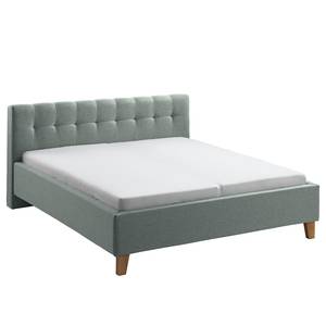 Gestoffeerd bed Woodlake I Geweven stof Mavie: Mint - 200 x 200cm - Zonder opbergruimte