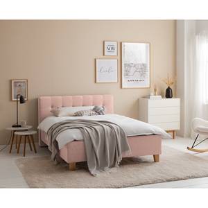 Lit capitonné Woodlake I Tissu Mavie: Rose - 140 x 200cm - Sans espace de rangement