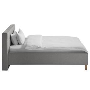 Lit capitonné Woodlake I Tissu Mavie: Gris - 160 x 200cm - Sans espace de rangement