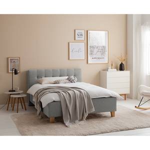 Lit capitonné Woodlake I Tissu Mavie: Gris - 160 x 200cm - Sans espace de rangement