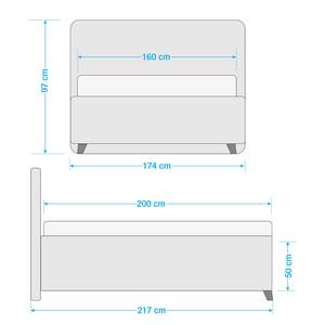 Gestoffeerd bed Woodlake I Geweven stof Mavie: Grijs - 160 x 200cm - Zonder opbergruimte