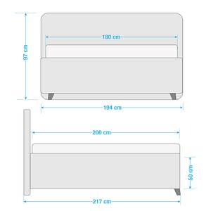 Lit capitonné Woodlake I Tissu Mavie: Basalte - 180 x 200cm - Sans espace de rangement