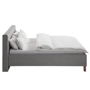 Lit capitonné Woodlake I Tissu Mavie: Gris - 180 x 200cm - Sans espace de rangement