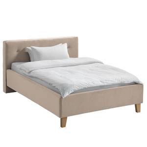 Lit capitonné Woodlake II Velours Ravi: Beige	 - 160 x 200cm - Sans espace de rangement