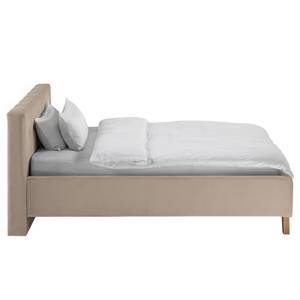 Gestoffeerd bed Woodlake II Velours Ravi: Beige	 - 160 x 200cm - Zonder opbergruimte