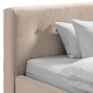 Lit capitonné Woodlake II Velours Ravi: Beige	 - 160 x 200cm - Sans espace de rangement