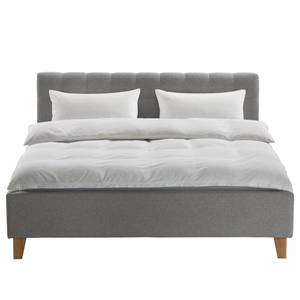 Lit capitonné Woodlake I Tissu Mavie: Gris - 200 x 200cm - Sans espace de rangement