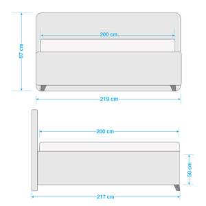 Gestoffeerd bed Woodlake I Geweven stof Mavie: Grijs - 200 x 200cm - Zonder opbergruimte