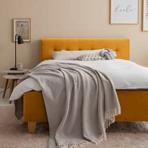 Letto imbottito Woodlake II Velluto Ravi: giallo senape - 160 x 200cm - Senza portaoggetti interno