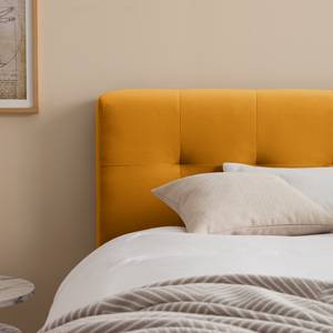 Letto imbottito Woodlake II Velluto Ravi: giallo senape - 160 x 200cm - Senza portaoggetti interno