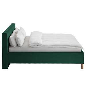 Lit capitonné Woodlake II Velours Ravi: Vert vieilli - 200 x 200cm - Sans espace de rangement