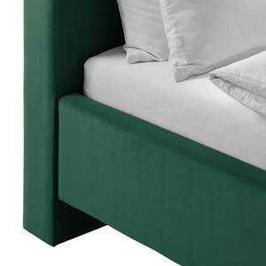 Gestoffeerd bed Woodlake II Velours Ravi: Antiek groen - 200 x 200cm - Zonder opbergruimte